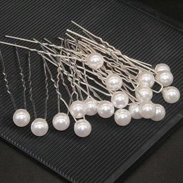 20pcs Pearl Bridal U-shaped Pin Metal Barrette Clip Hairpins Rhinestone Wedding Hairstyle Design Tools Women Hair Accessories L2405