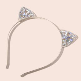 Novelty Cat Ears Headband Crystal Hairband Festival Hair Bezel Girls Crown Tiara Rhinestone Headdress