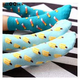 Women Socks Street Tide Couple Cotton Fruit Vegetables Series Pattern Pencil Beard Tomato Funny Harajuku Streetwear Happy