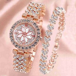 2024NEW Fashion Light Light Luxury Water Diamond Student Edição coreana Banda de aço de aço Diamond Flower Plate Bracelet Women Women Watch Watch