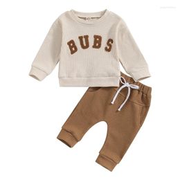 Clothing Sets Toddler Baby Boy Girl Fall Clothes Set Kids Sports Letter Embroidery Sweatshirt Pants 2Pcs Suits Outfits