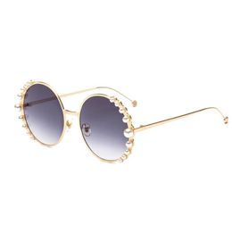 Occhiali da sole 2021 Luxury Pearl Women Fashion Metal Frame Round Brand Designer Specchio occhiali da sole Uv400 1895