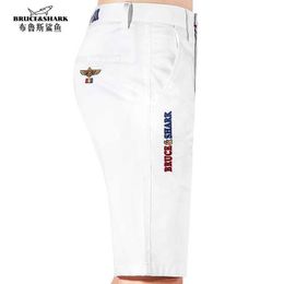 Shorts maschile Nuovi pantaloncini da uomo Bruce Shark sottili gambe dritte pantaloni estivi mezza cerniera casual pantaloni da golf sciolti di grandi dimensioni 40 J240522