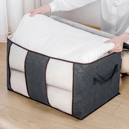 Storage Bags Foldable Under Bed Bag Quilt Blanket Clothing Organizers Non-woven Portable Transparent Double Windows Bedroom Organizer