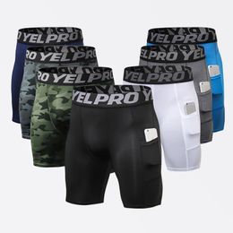 Sports Shorts Men Compression Running Shorts With Pocket Quick Dry Workout Gym Shorts Fitness Sport Leggings for Men 240524