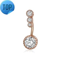 Navel Bell Button Rings Diamond Dangle Belly Bars Ring Crystal Flower Shape Body Jewellery Piercing Drop Delivery Dhmxr