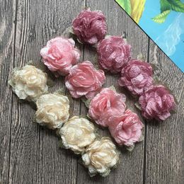 Hair Accessories 100Pcs 6.0cm Fabric Chiffon Flowers Head For Diy Home Party Wedding Decoration Silk Valentine's Day