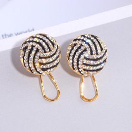 Stud Earrings Trendy Gold Colour Round For Women Charm Shining Full Crystal Circle Wedding Jewellery Gift WX238