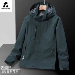 Men's Jackets Mens lightweight windproof jacket spring and autumn waterproof work hooded sports raincoat unisex camping travel jacket Q240523