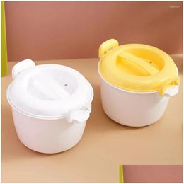 Double Boilers Microwave Ovens Plastic Rice Cooker Steamer Pot Bento Steaming Box Food Portable Cuisine Cup Utensils Lunch Container D Dhq5U