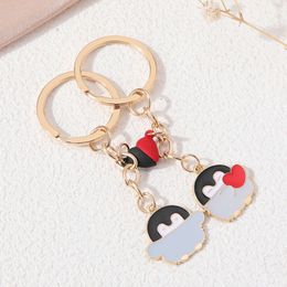 Cute Heart Magnet Penguin Keychain Lovely Aniaml Key Chain For Making DIY Jewelry Accessories Necklace Handmade