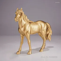 Decorative Figurines All Brass Horse Sculpture Creative Furnishings Living Room Bedroom Study Art Animal Crafts Decoration Gift 28x24x6.5cm