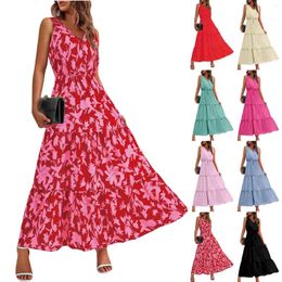 Casual Dresses Women's Flowing Summer Sleeveless Long Cute Floral Evening