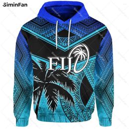 Men's Hoodies Fiji Polynesian Blue 3D All Over Printed Mens Hooded Pullover Zip Jacket Coat Sweatshirt Unisex Outwear Female Top