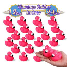 Baby Bath Toys 12/24 pieces of loose flamingo rubber duck flamingo bath toy floating and squeezing flamingo toy seasonal holiday rubber duckS2452422