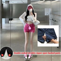 Women's Jeans Summer Fashion Invisible Open Crotch Outdoor Convenient Pants High Waist All-Matching Sexy Shorts