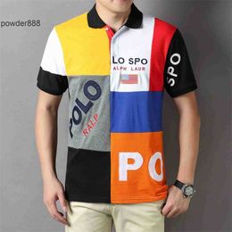 Wholesale 2024 Summer New Polo Shirt Cotton Breathable European and American Men's Short Sleeve Casual Colour Block Large Size Embroidered Fashion T-shirt Sports QQOA