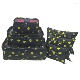 Jewelry Pouches 6Pcs Travel Storage Bag Waterproof Clothes Packing Square Luggage Organizer Set Black