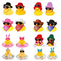 Baby Bath Toys 2 sets of car duck mini car dashboard yellow rubber duck toy Jeep duck party discount car decoration table decoration car accessoriesS2452422