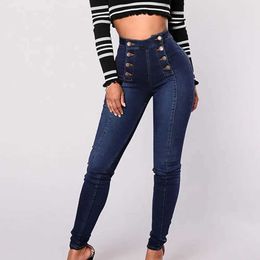Women's Jeans 2022 Fashion High Waist Womens Pencil Jeans Tight Hip Lift Double Chest Slim Fit Elastic Jeans Sexy Tight Jeans Q240523