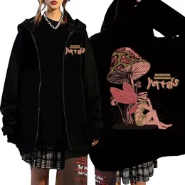 Men's Hoodies Melanie Martinez Portals Tour Mushroom Zipper Y2k Aesthetic Graphic Clothing Black Fleece Warm Jacket Coats Tops