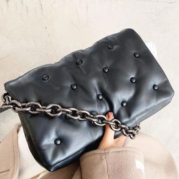 Bag 2024 Women's Shoulder Bags Denim Quality Thick Metal Chain Purses And Handbag Women Clutch Ladies