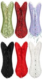 Overbust corset sexy lace plus size erotic zip floral women bustier corset lingerie tops brocade fashion Drop 04123061052