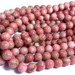 Loose Gemstones Veemake Natural Genuine Red Pink Thulite Round Gemstone Necklaces Bracelets Earrings Women's Beads For Jewelry Making07033