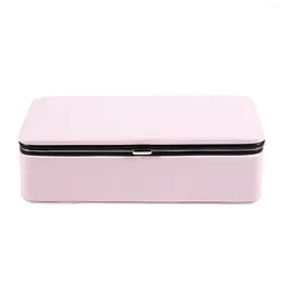 Jewellery Pouches Portable Korean Box Organiser Travels Faux Leather Ring Bracelet Earring Necklace Display Storage Case Pink Without