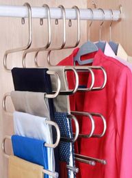 5 layers S Shape MultiFunctional Clothes Hangers Pants Storage Hangers Cloth Rack Multilayer Storage Cloth Hanger 1PC4062846