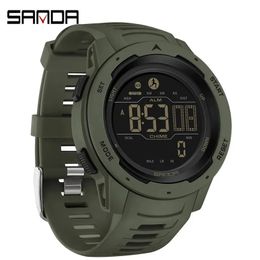 SANDA Brand Men Watches Sports Pedometer Calories 50M Waterproof LED Digital Watch Military Wristwatch Relogio Masculino 2145 240517