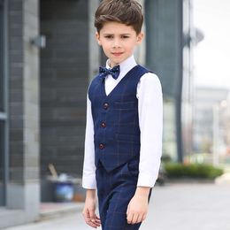 Flower Boys Formal School Suit for Weddings Child Blazer Shirt Vest Pants Tie 5pcs Tuxedo Kids Prom Party Dress Clothing Set