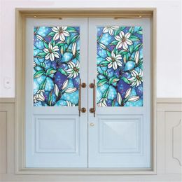 Wall Stickers 2024 Blue Design Home PVC Static Window Film No Glue Removable Stained Glass Decor Modern Office Art