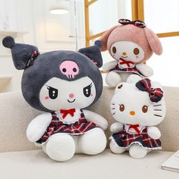 2024 New Plaid Skirt Cat Plush Toy Cute Couple Cartoon Doll Girl Heart Doll Soft Fill Companion Pillow Factory Wholesale Stock
