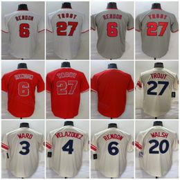 27 Mike Trout City Connect Baseball Jersey 3 Taylor Ward 6Anthony Rendon 20 Jared Walsh Red White Grey Cream Stitched