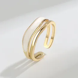 Cluster Rings NBNB Gold Colour White Glaze Wave Adjustable Ring For Women Fashion Girl Open Trendy Female Party Finger Jewellery Gift