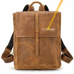 Backpack High Quality Leather For Women Men Cowhide Male Bagpack Travel Retro Fashion Men's Woman's Backpacks Vitnage Bag