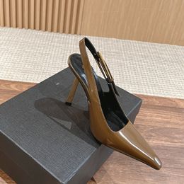 Sandali designer nuovo in pelle slingback puntato sandali di punta di punta di tacco da tacco da tacco da fibbia in pelle scarpe scarpe da lavoro da donna di lusso da donna