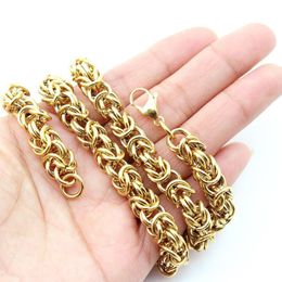 Chains Fashion 7.5inch Stainless Steel Gold Silver Black Round Circle Byzantine Link Chain Men Women Bracelet Jewelry