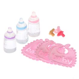 1:12 Dolls House Miniature Baby Bottles Pacifier Bibs Set Nursery Accessory Gift L2405