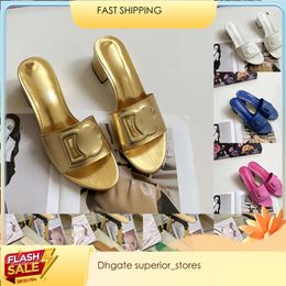 Luxury Designer Slippers,High Flats Heels Sandals, Hollowed Out Rubber Leather Slides,Fashion Summer Womens Beach Shoes,Sliders Mules Sandale Claquette 24ss