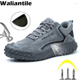 Boots Waliantile Summer Safety Work Shoes For Men Male Non-slip Puncture Proof Working Breathable Steel Toe Indestructible