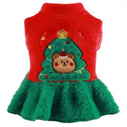 Dog Apparel Dress Christmas Outfits Girl Holiday Clothes For Dogs Costume Puppy Pet With Fur Collar Cat Clothing