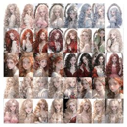 56pcs ins Princess Wearing Jewels Waterproof PVC Stickers Pack For Fridge Car Suitcase Laptop Notebook Cup Phone Desk Bicycle Skateboard Case.