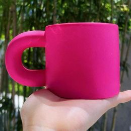 Mugs Unique Rose Red Ceramic Coffee Cup 300ml Chubby Mug Large Capacity For Drinking Water Kitchen