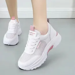 Casual Shoes Hollow Mesh Women's Summer Breathable Non Stuffy Small White Thick Soled Student Running