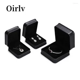 Jewellery Pouches Oirlv Black Box Gift Boxes PU Leather Ring Earring Bracelet Necklace Wholesale