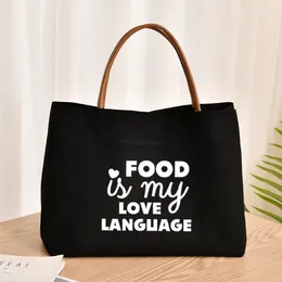 Shopping Bags Food Lover Print Women Tote Bag Canvas Beach Lunch Travel Customise Drop