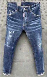 Jeans maschile maschili jeans stretto di alta qualità maschile classico marchio di lusso pantaloni blu denim maschile street slim fit jeans anteriori aperti dimensioni 44-54 q240523