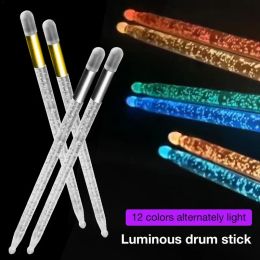 1 Pair Of 12-color Drum Sticks 5A Drumstick Acrylic Luminous Drum Stick LED Light Up Drumsticks For Stage Performance Drum Stick